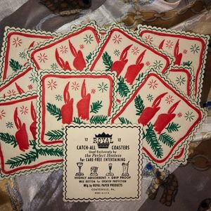 🎄VTG Coasters, 1950/60's, Paper, 12 Xmas Design